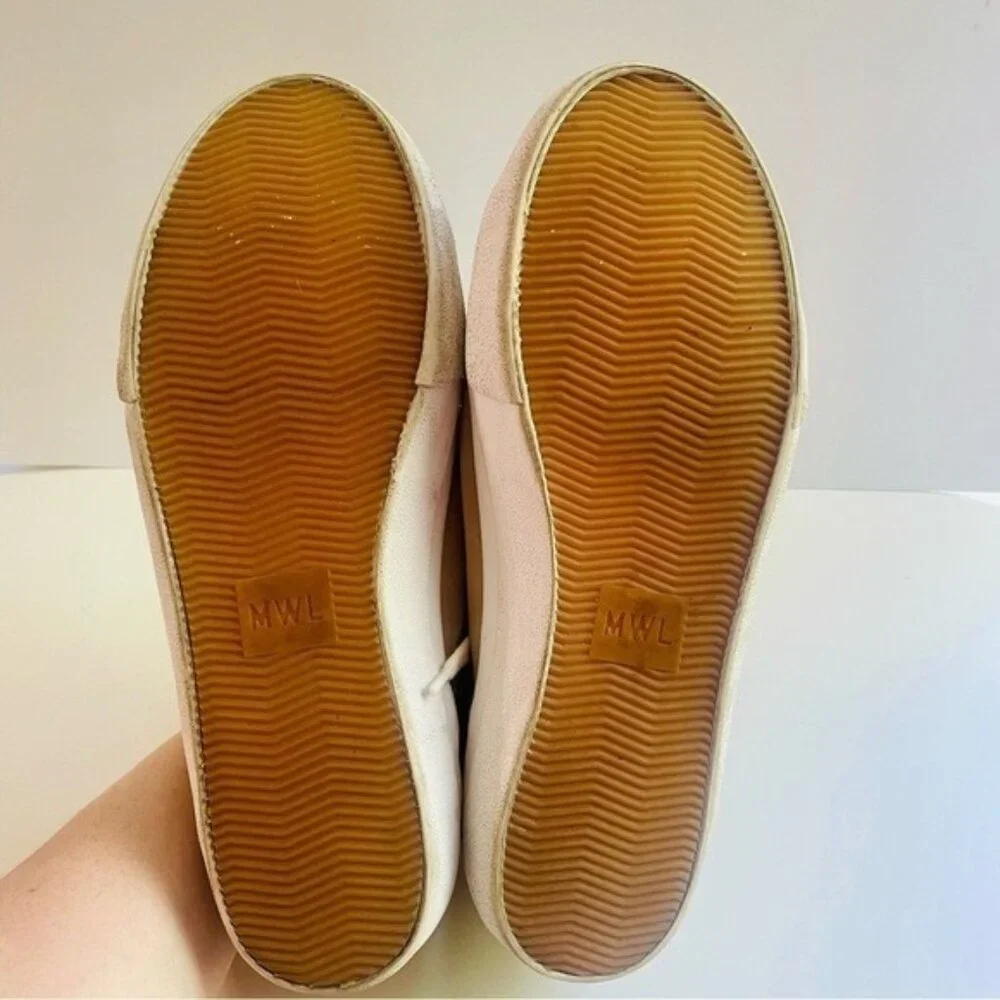 Madewell Sidewalk Low Top Beige Suede and Glitter Sneakers Size 10